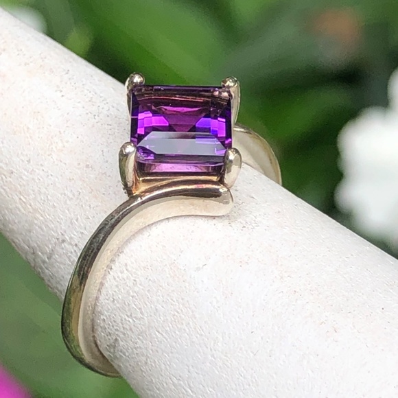 Beautiful Amethyst Ring, square step-cut, AAA grade amethyst in silver - Picture 3 of 10